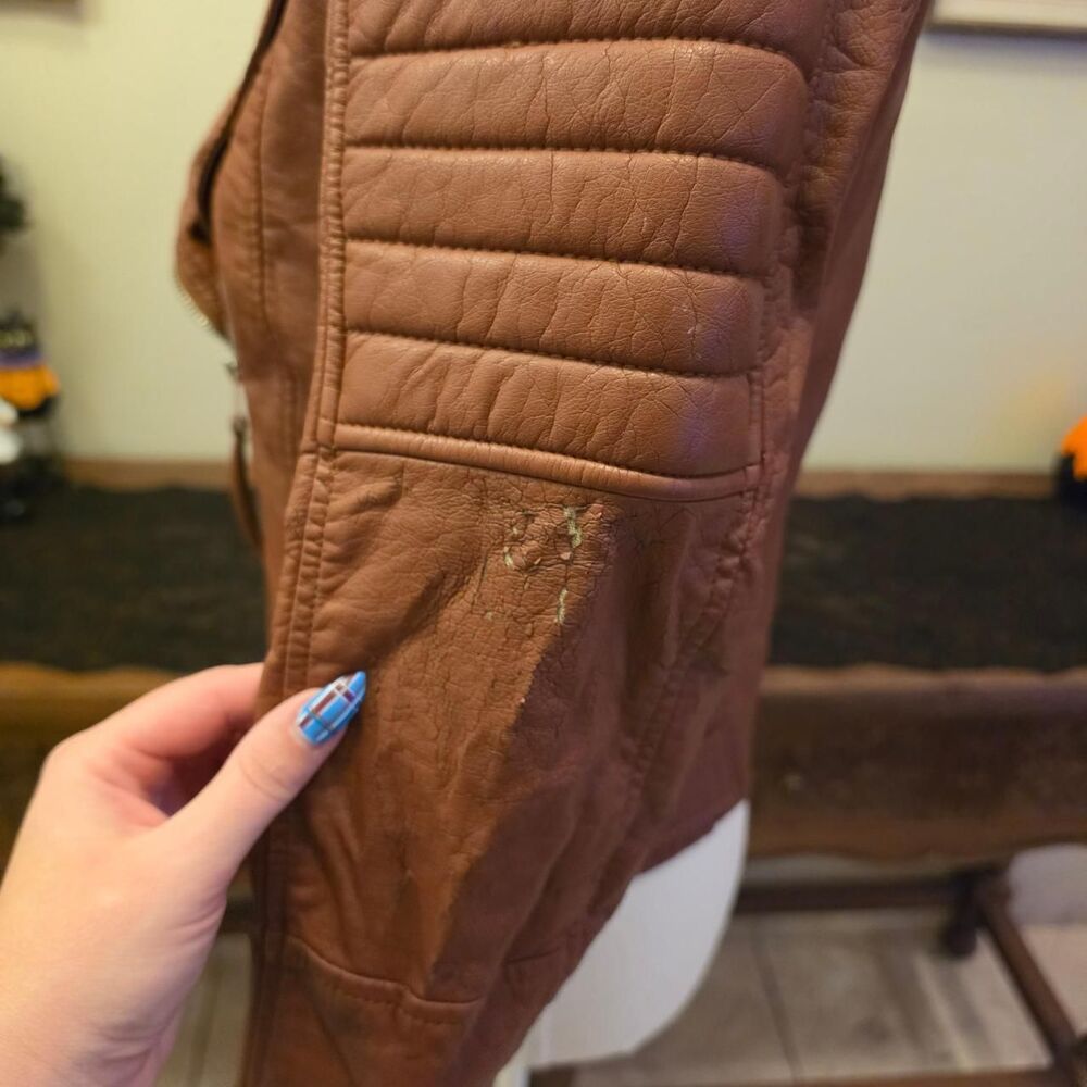 Faux Leather Tan Moto Jacket - Picture 5 of 8